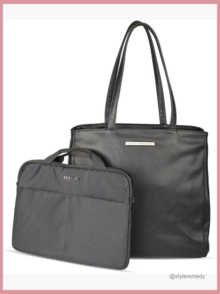 Women's Pebble Vegan Leather 16" Laptop Tote With Removable 14" Sleeve